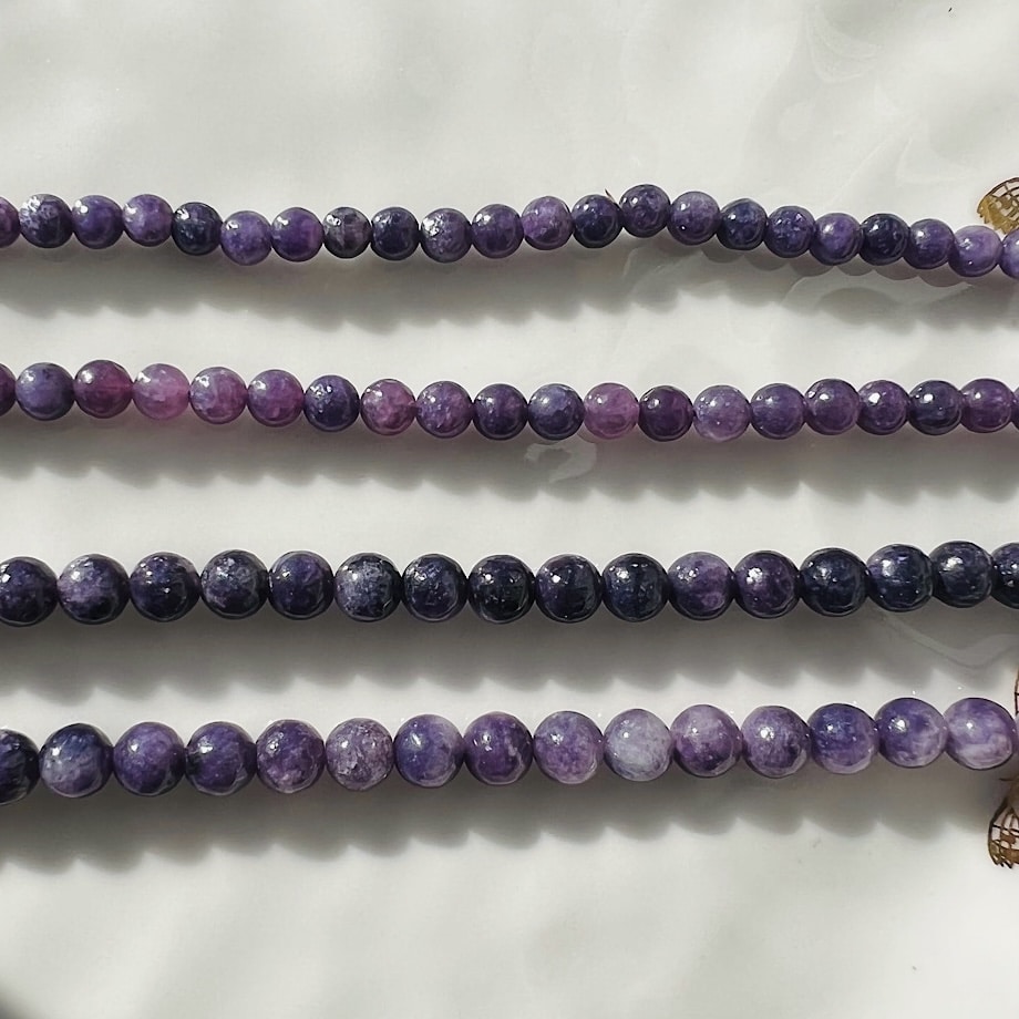 Perles Rondes En Lépidolite Naturelle AAA - 8 Mm, Trou 1 Mm - Strand De 15 Pouces (environ) - Pour Création De Bijoux Et Lithothérapie